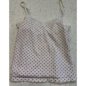 Vintage Ralph Lauren Pony Embroidered Logo Camo Tank Top Medium Red White Lace